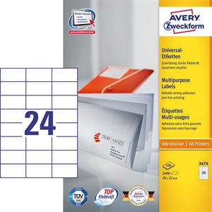 Avery ILC etichetta universale 70 x 37 mm, 2400 pezzi.